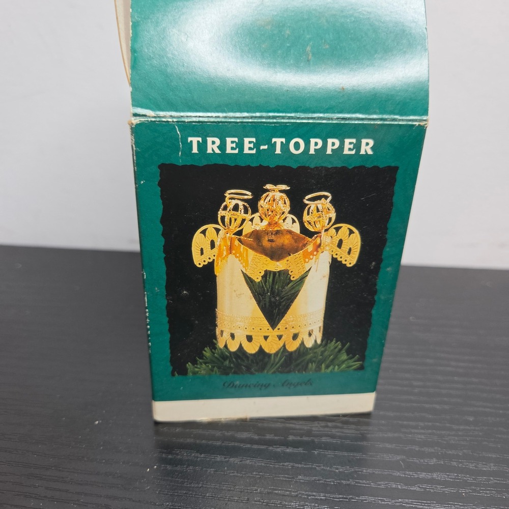 Vintage Hallmark Dancing Angels Dimensional Brass Christmas Tree Topper Gold